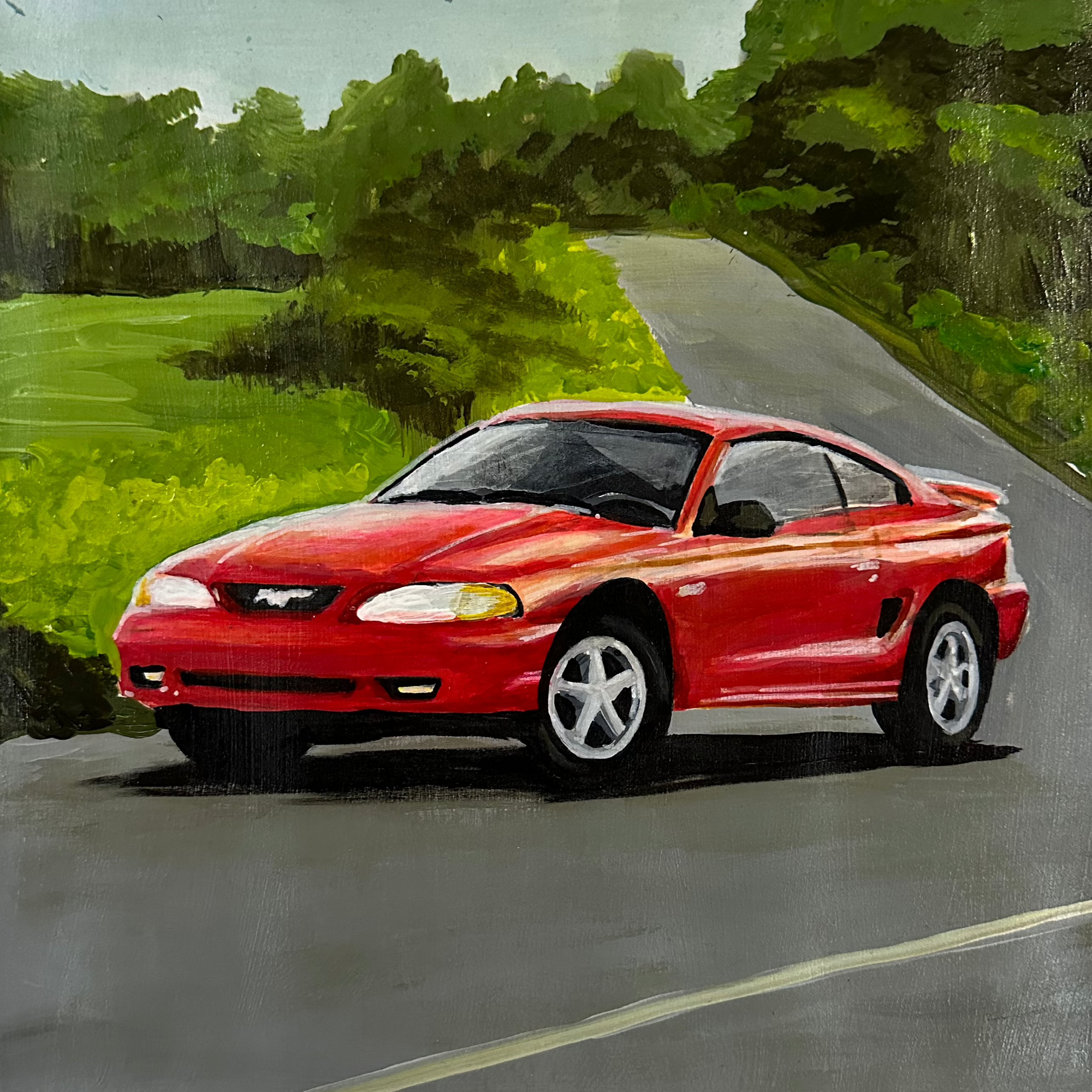 Ford Mustang Acrylic Original Painting 8x10