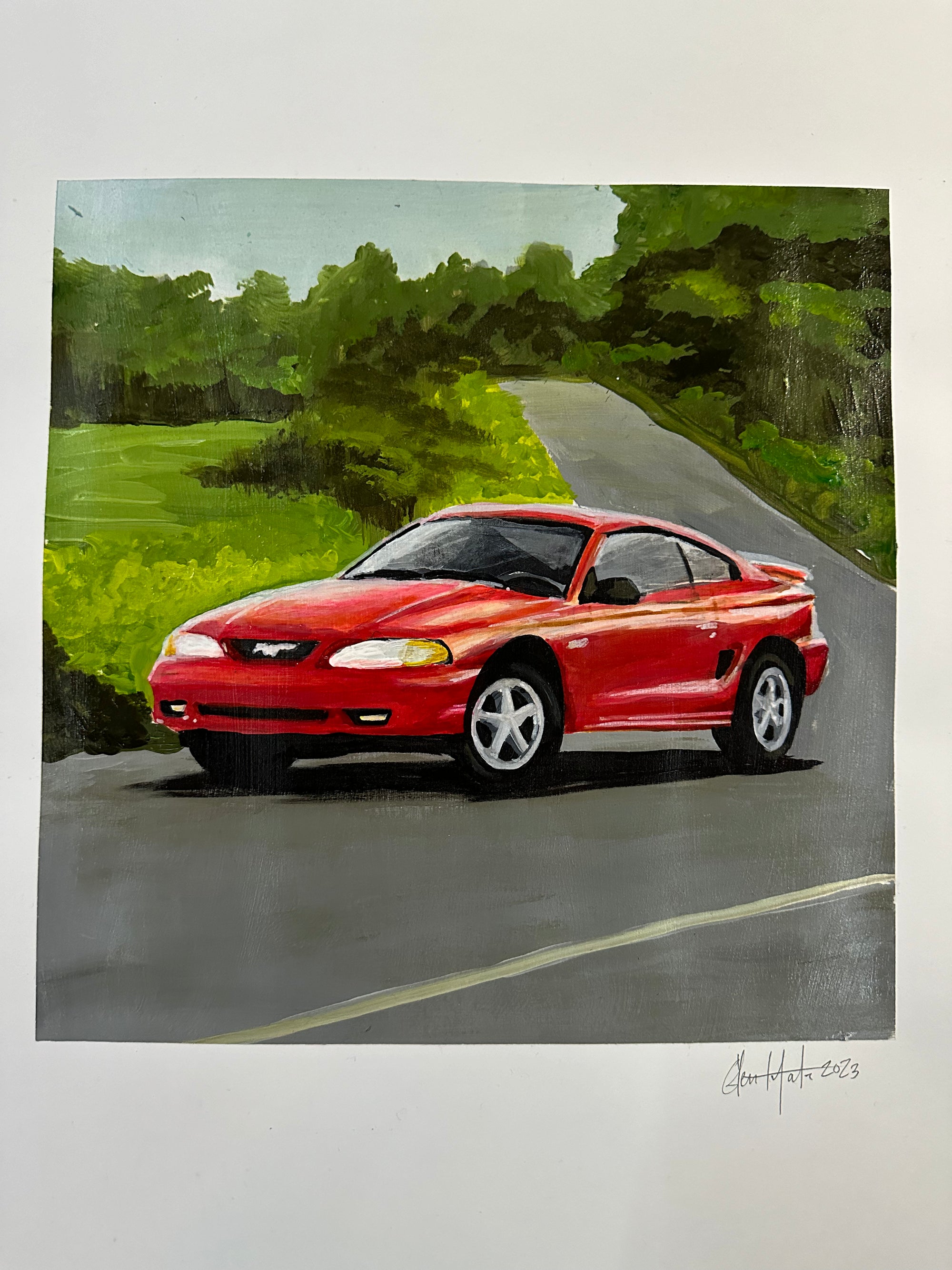 Ford Mustang Acrylic Original Painting 8x10