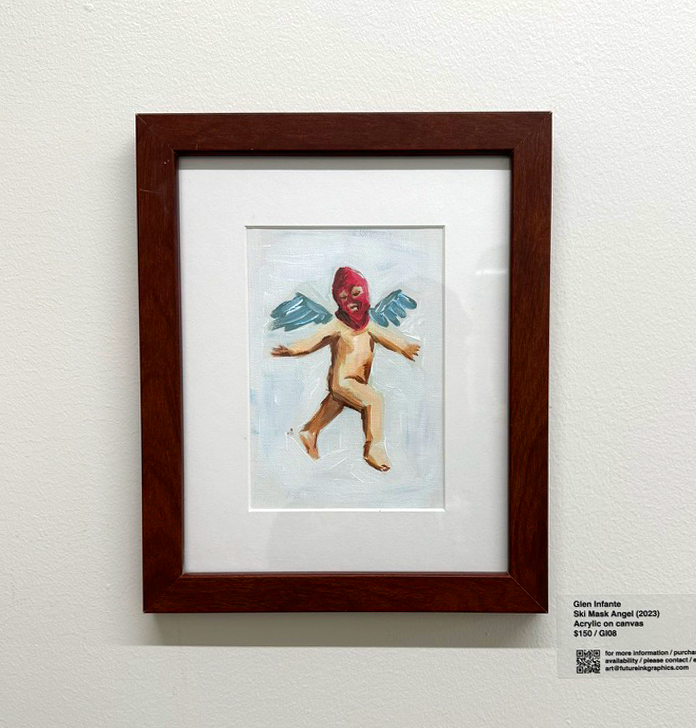 Ski Mask Angel Original Painting 6x4 (Framed)