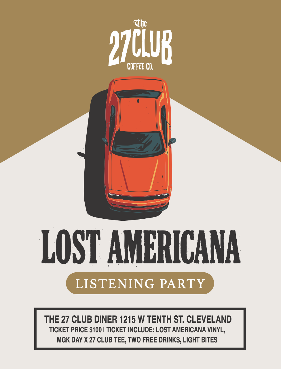 27 Club x MGK Lost Americana Listening Party Flyer