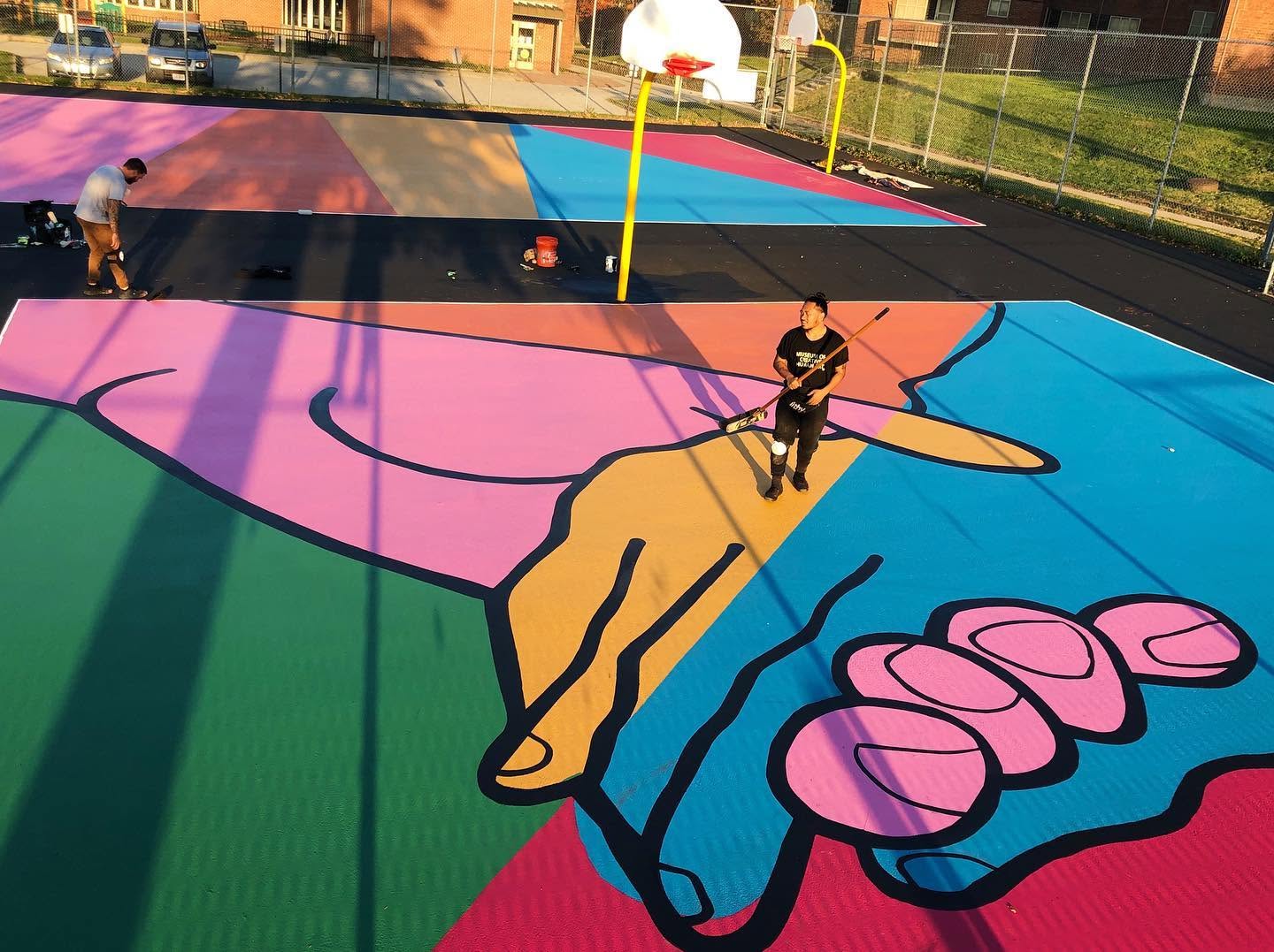 Paige/Doby/Robinson (2022) mural by Glen Infante